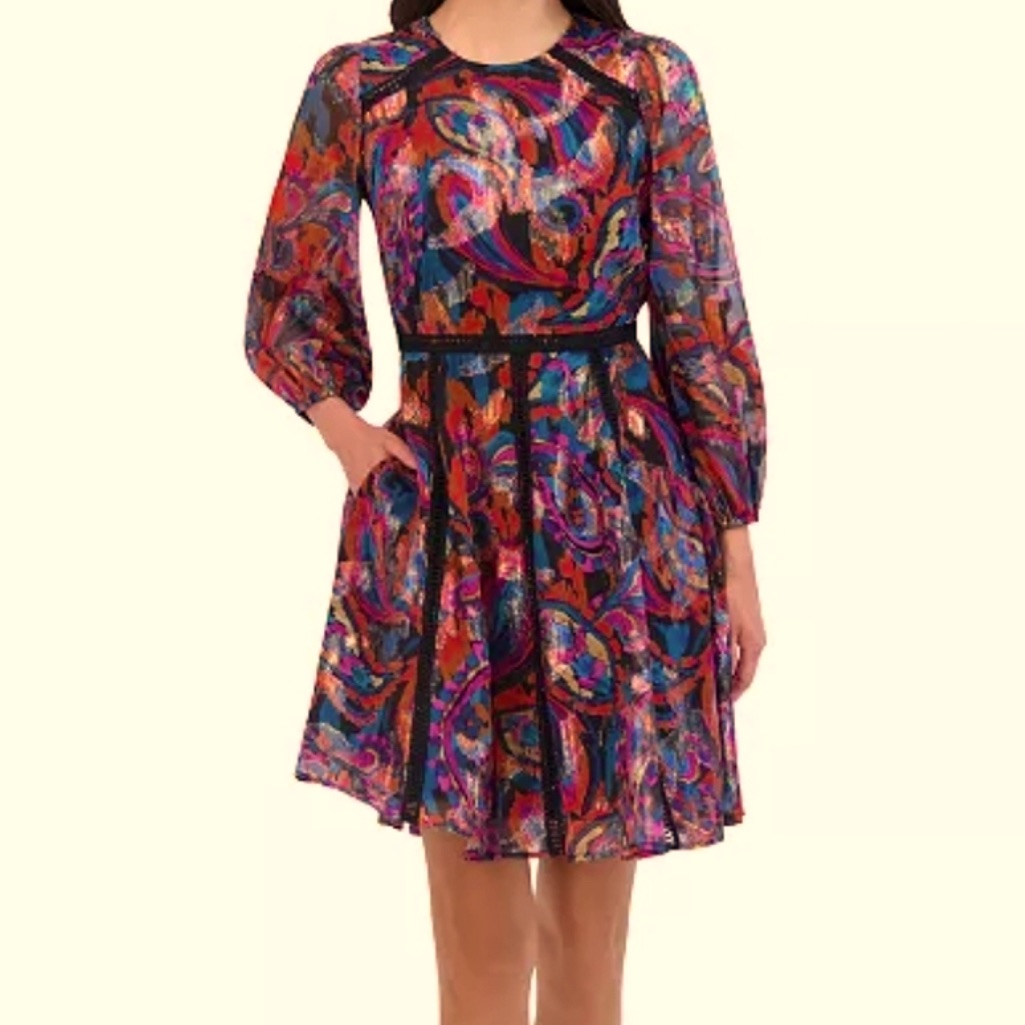Vince Camuto Multicolor Long Sleeve Dress